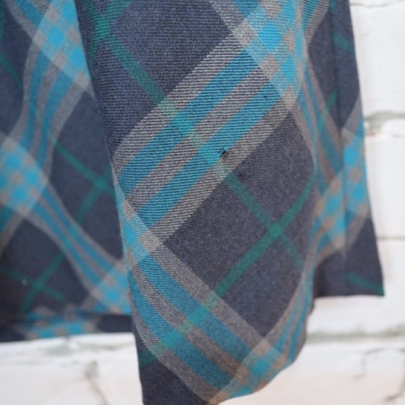 Talbots Teal Navy Plaid Wool Blend Maxi Skirt - Picture 6 of 6